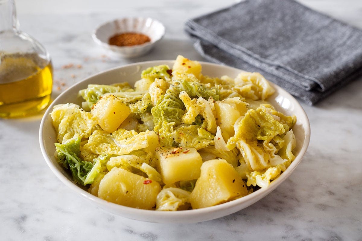 Italian cabbage and potatoes (verza e patate).