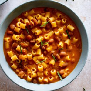 Creamy pasta e fagioli recipe.