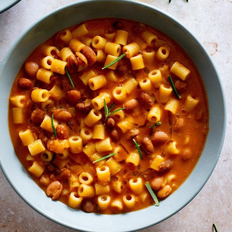 Creamy pasta e fagioli recipe.