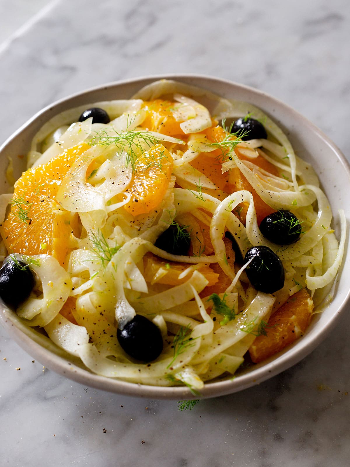 Sicilian fennel and orange salad in a bowl.