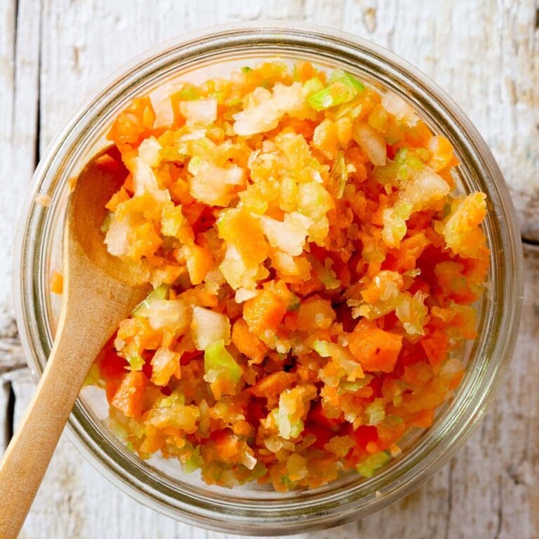 Italian traditional soffritto recipe in a jar.
