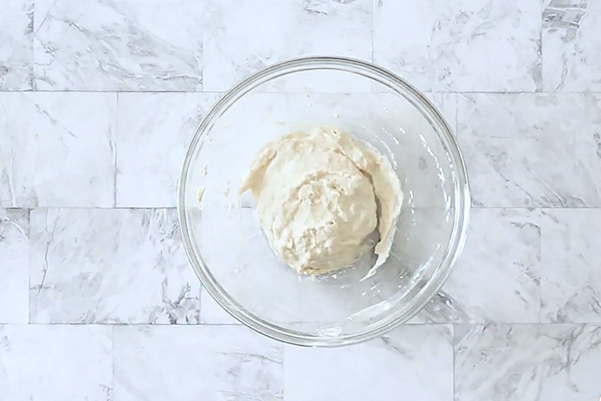 Dough starter in a bowl.