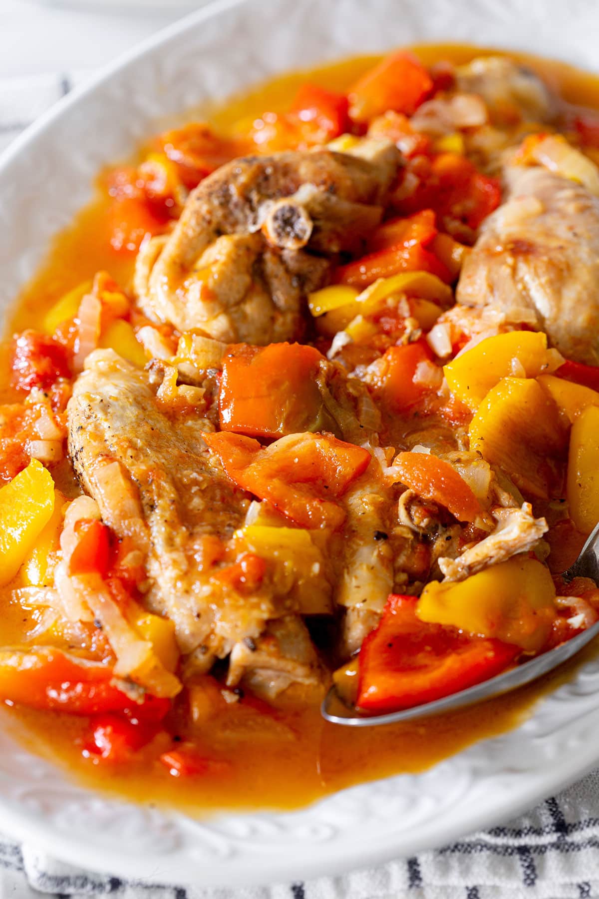 Close-up of Pollo alla Romana.