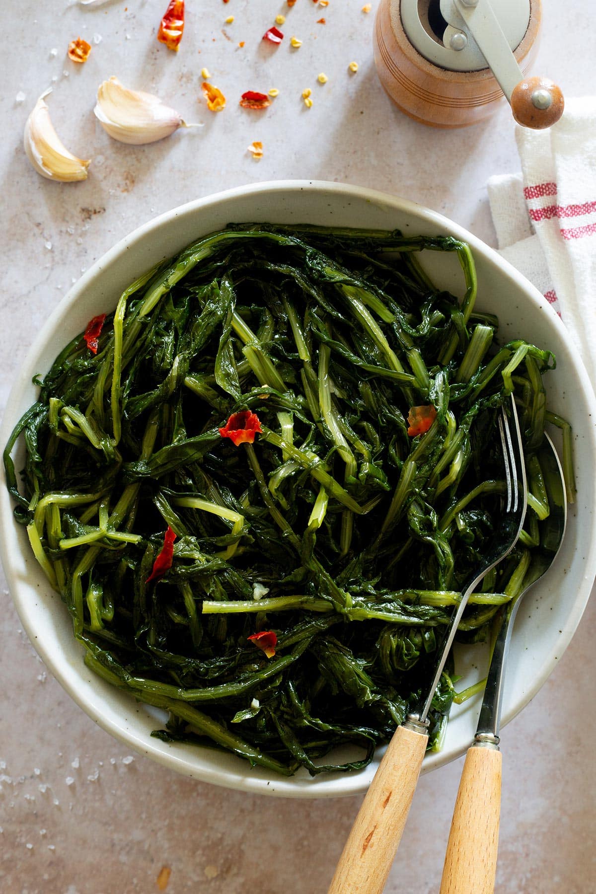 Cicoria ripassata alla romana, known in English as sautéed wild chicory.