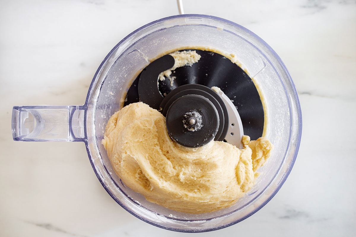 Crostata dough in a food processor.