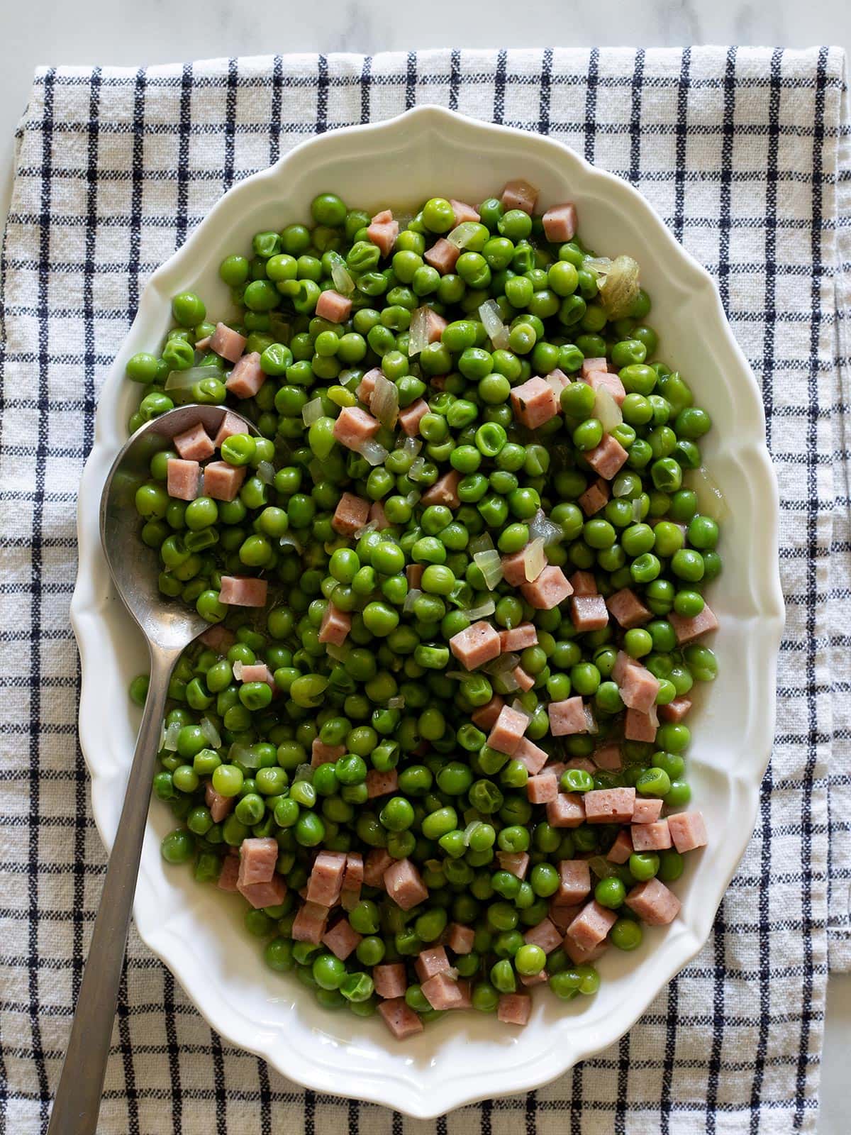 Italian peas and ham, also known as piselli e prosciutto.