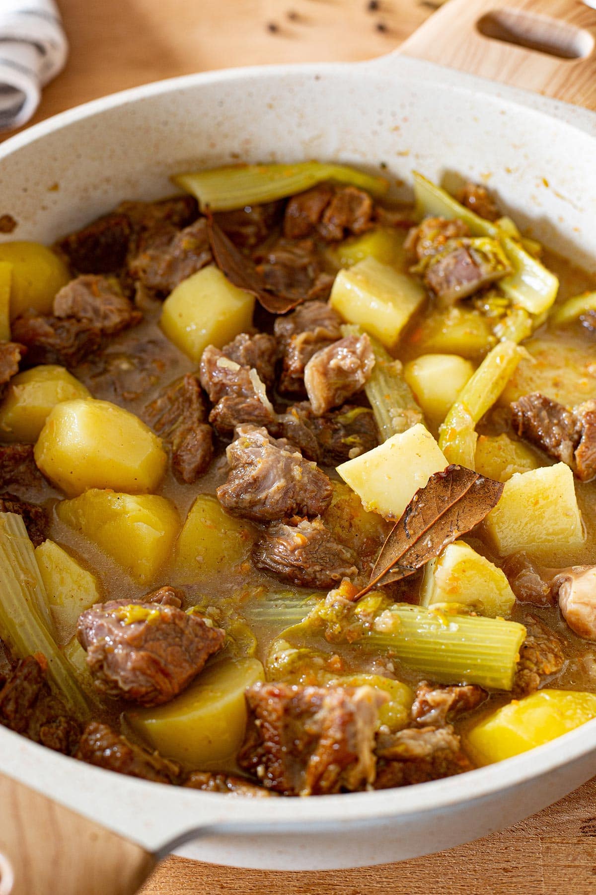 Close-up of beef spezzatino di manzo.