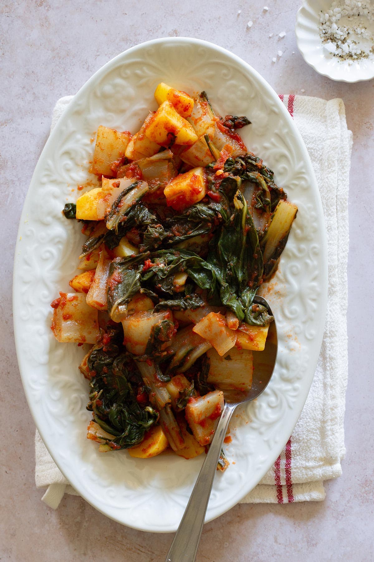 Bietola e Patate on a serving platter.