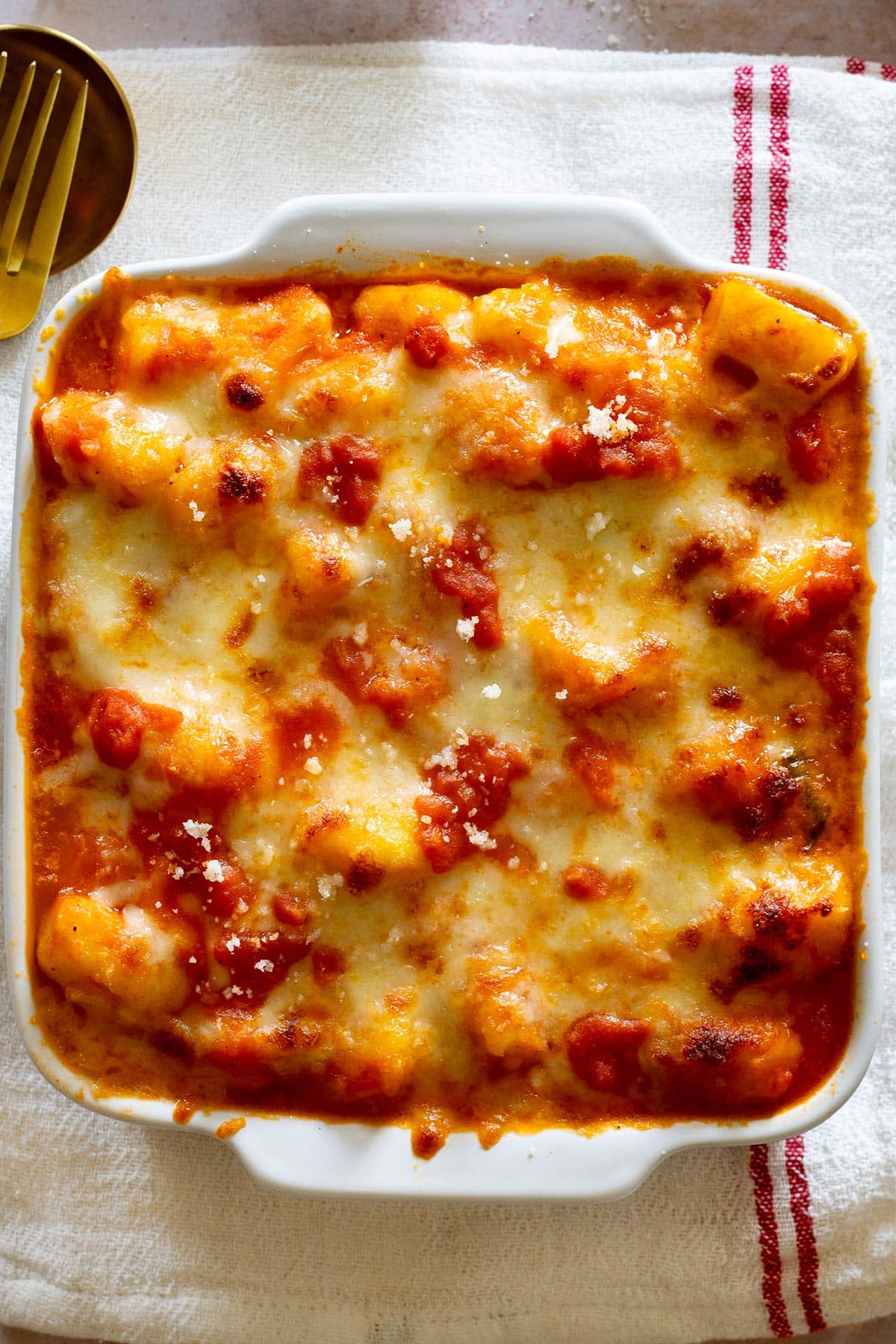 Close-up of Gnocchi Gratinati.